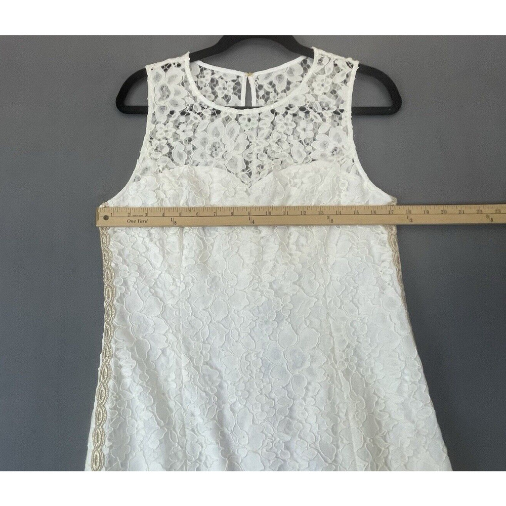 Lilly Pulitzer Dress Womens 10 White Corded Floral Lace Mila Shift NWT Gold Trim - Picture 11 of 16